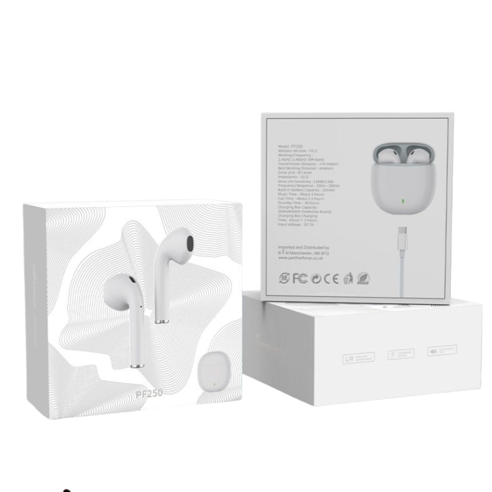 Panther Force BT. TWS Handfree PF250 – Wireless Bluetooth Earbuds, Hands-Free Calling, Long Battery Life Panther Force BT. TWS Handfree PF250 – Wireless Bluetooth Earbuds, Hands-Free Calling, Long Battery Life